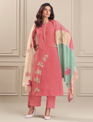 Onion pink lycra designer indo-western suit