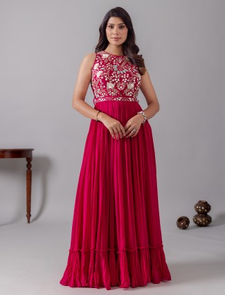 Onion pink lycra designer indo-western suit