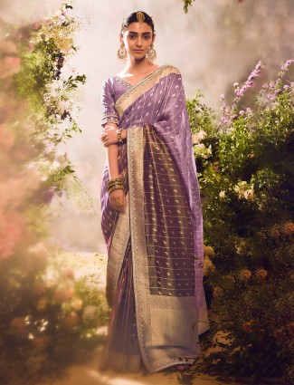 Elegant pastel purple saree for wedding festivities