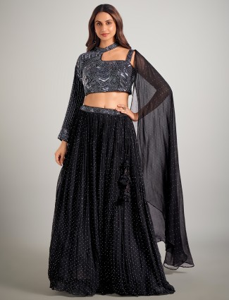 Black georgette  party wear lehenga choli