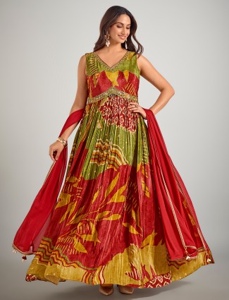 Onion pink lycra designer indo-western suit