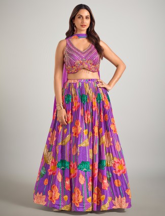 Blue lehenga choli in stunning silk