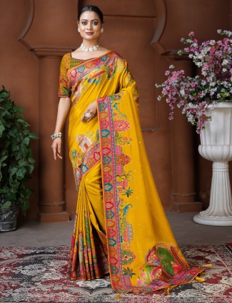 Golden radiance tissue silk saree with royal embellishments