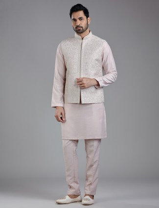 Light pink waistcoat set for wedding charm