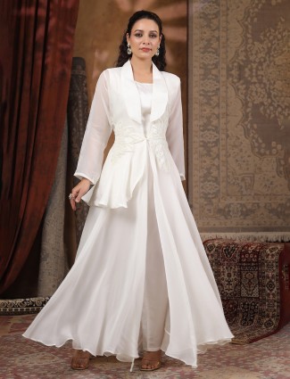 Cream designer kurti set for women