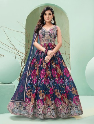 Latest navy anarkali suit with dupatta