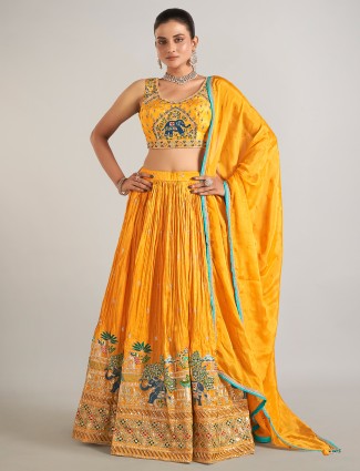 Beautiful mustard yellow lehenga choli for women