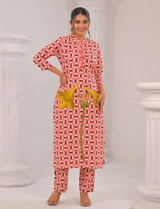 Pink kurti set in cotton silk for Women