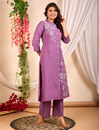 Wine Cotton cotton silk Kurti Set for Women