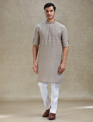 Stone grey kurta set for family gathering