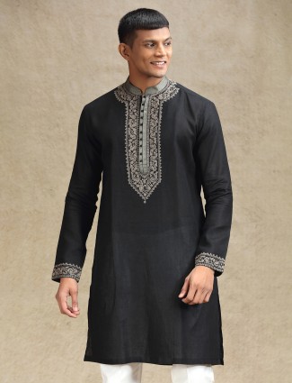 Enchanting black kurta pajama set for ethereal elegance