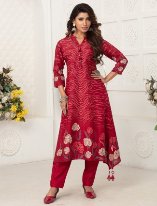 Maroon patterned russian silk kurti collection for women