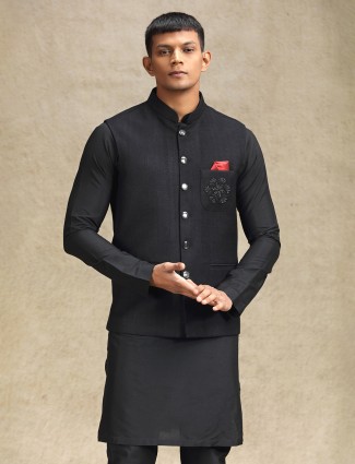 Black waistcoat set with subtle embellishments