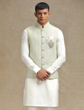 Pista green waistcoat set for special celebratory occasions