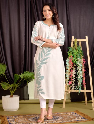 Sky blue casual silk kurti for women