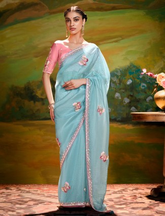 Golden radiance tissue silk saree with royal embellishments