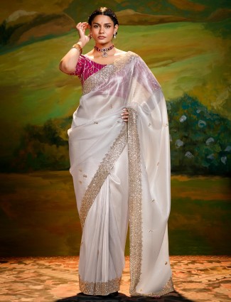 Golden radiance tissue silk saree with royal embellishments