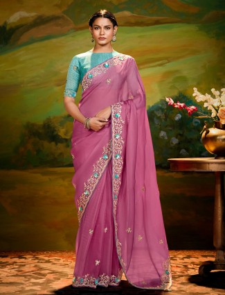 Pink silk saree perfect for festive events