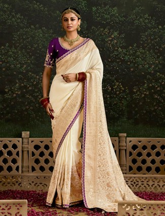 Golden radiance tissue silk saree with royal embellishments