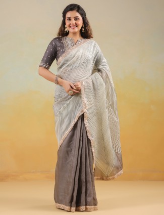 Golden radiance tissue silk saree with royal embellishments
