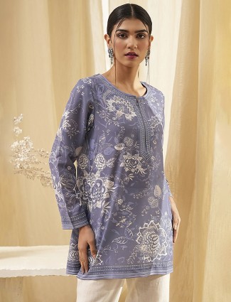 Old lavender cotton kurti with print