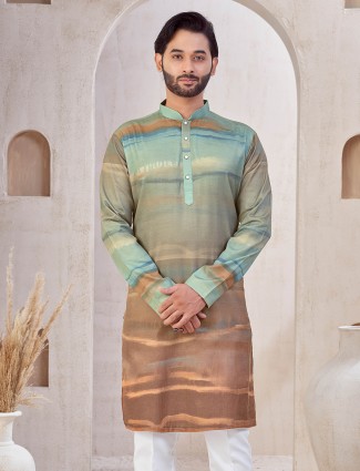 Multicolor cotton printed kurta suit for men