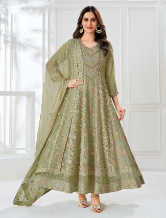 Onion pink lycra designer indo-western suit