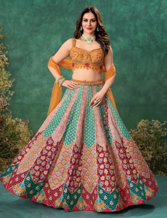 Blue lehenga choli in stunning silk