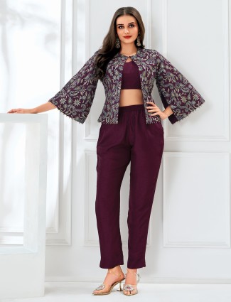 Onion pink lycra designer indo-western suit