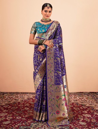 Golden radiance tissue silk saree with royal embellishments
