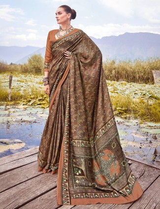 Chiku bhagalpuri silk saree set for women