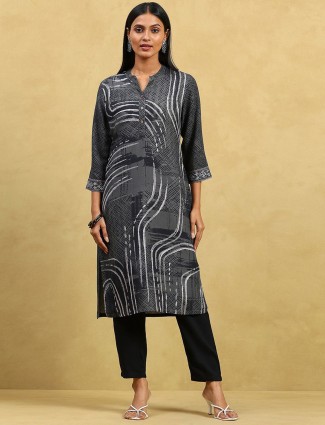 Black printed cotton kurti for outings