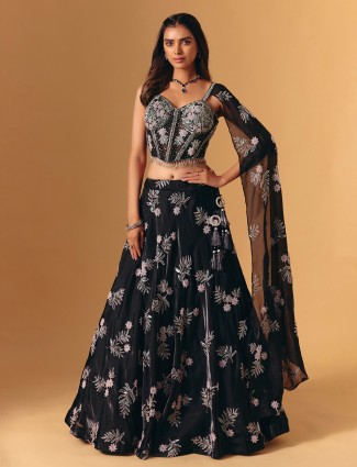 Blue lehenga choli in stunning silk