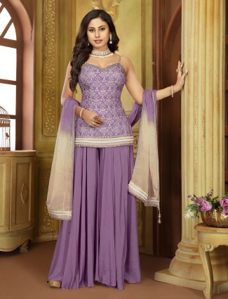 Onion pink lycra designer indo-western suit