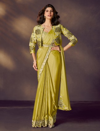 Golden radiance tissue silk saree with royal embellishments