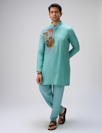 Blue kurta with pajama outfit for men