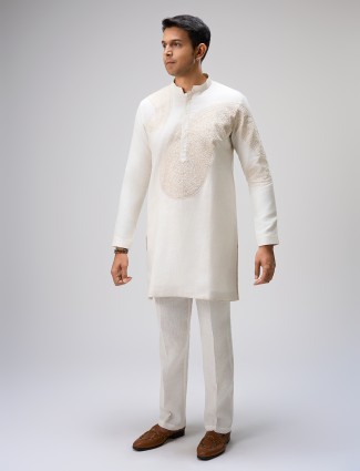 White kurta with pajama outfit