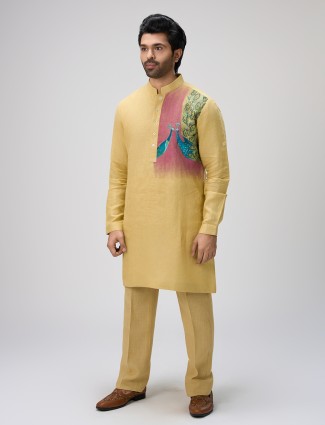 Yellow kurta with pajama outfit