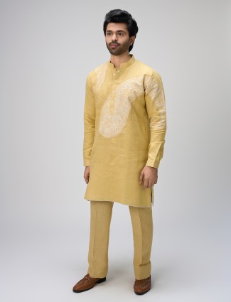 Yellow kurta with pajama ensemble