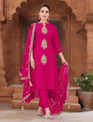 Onion pink lycra designer indo-western suit