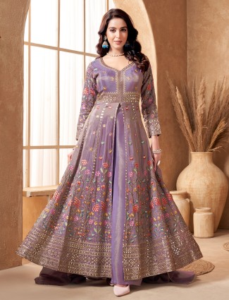 Pastel purple silk anarkali