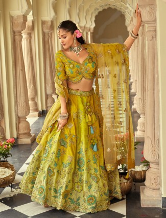 Mehendi yellow radiant haldi lehenga choli