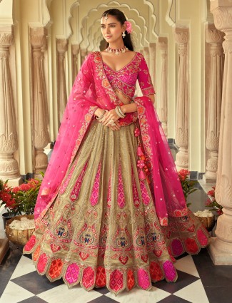 Pink beige dual tone silk lehenga choli