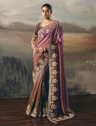 Golden radiance tissue silk saree with royal embellishments