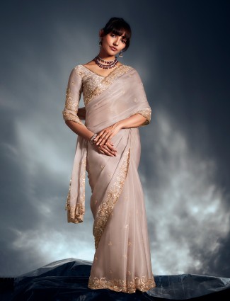 Grey organza saree with designer sparkle