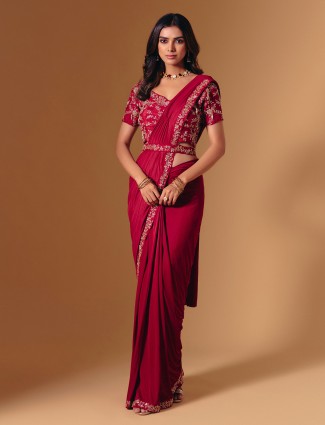 Rred radiant lycra saree