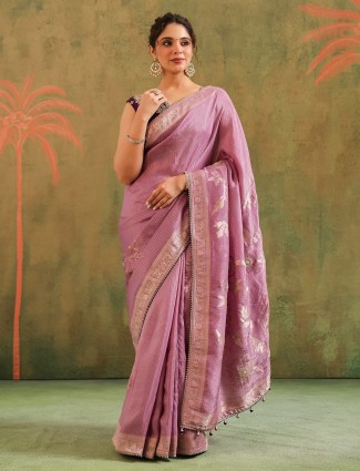Golden radiance tissue silk saree with royal embellishments
