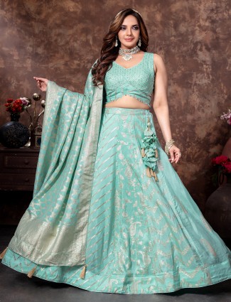 Blue lehenga choli in stunning silk