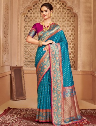 Golden radiance tissue silk saree with royal embellishments
