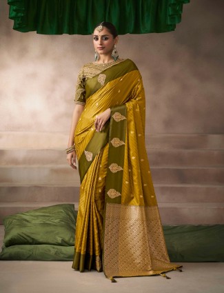 Golden radiance tissue silk saree with royal embellishments